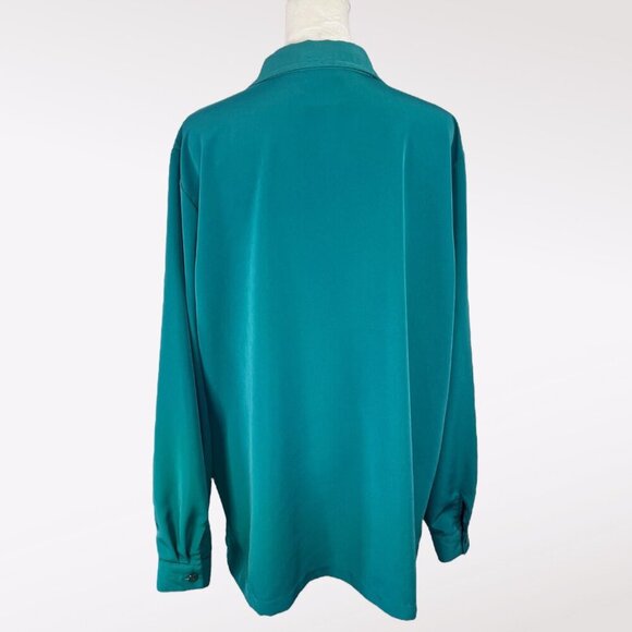 Blair Jade Green Satin Look Button Front Blouse XL - Picture 5 of 8